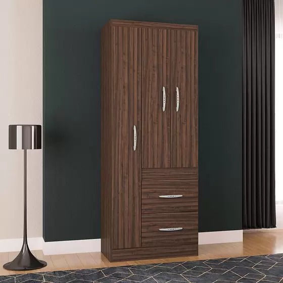 A835.Roupeiro New Marbela 3P2G Chocolate Poquema
