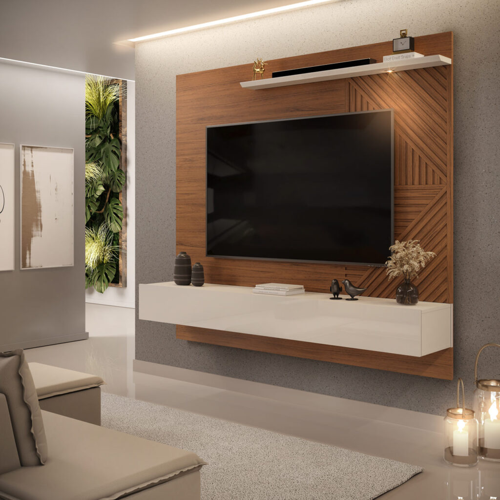 Painel Suspenso Arezzo 183 Freijo.Off White DJ Moveis