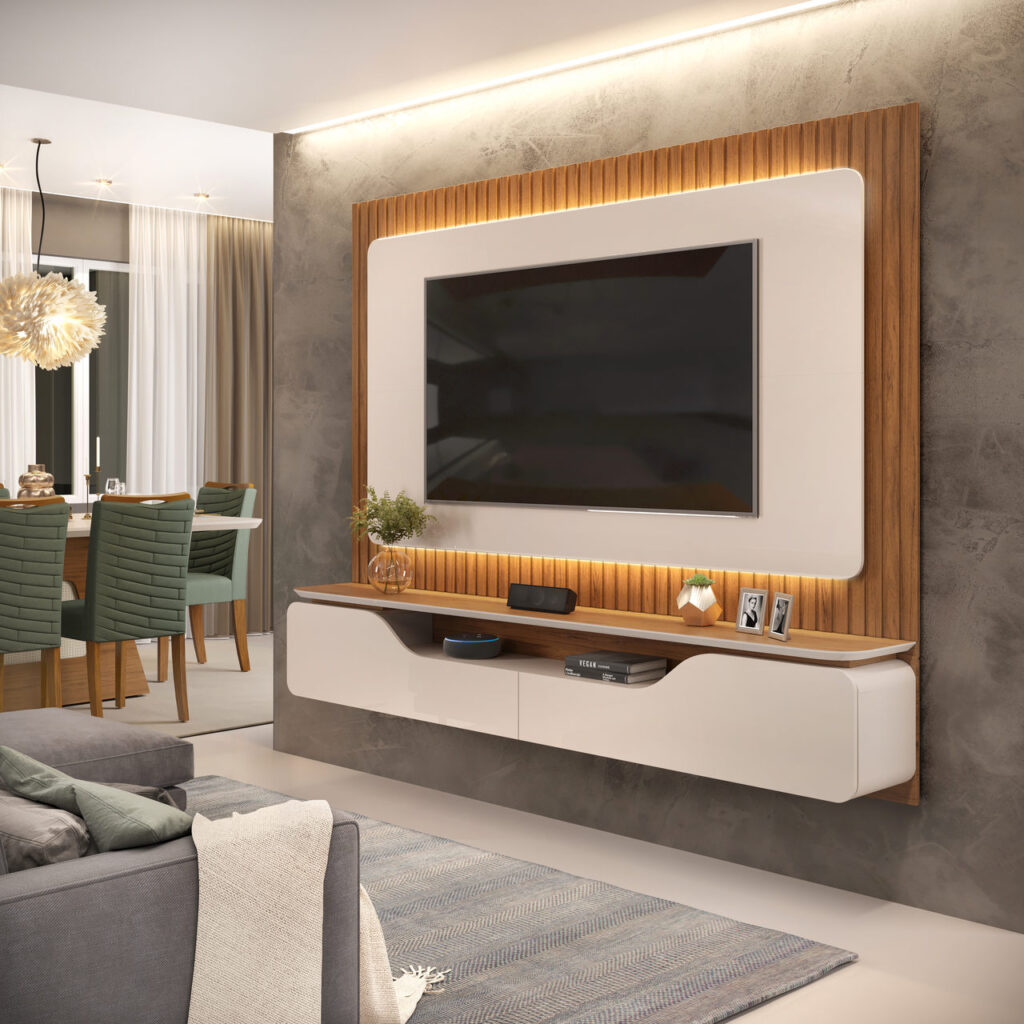 Painel Treviso 210 Off White.Freijo DJ Moveis