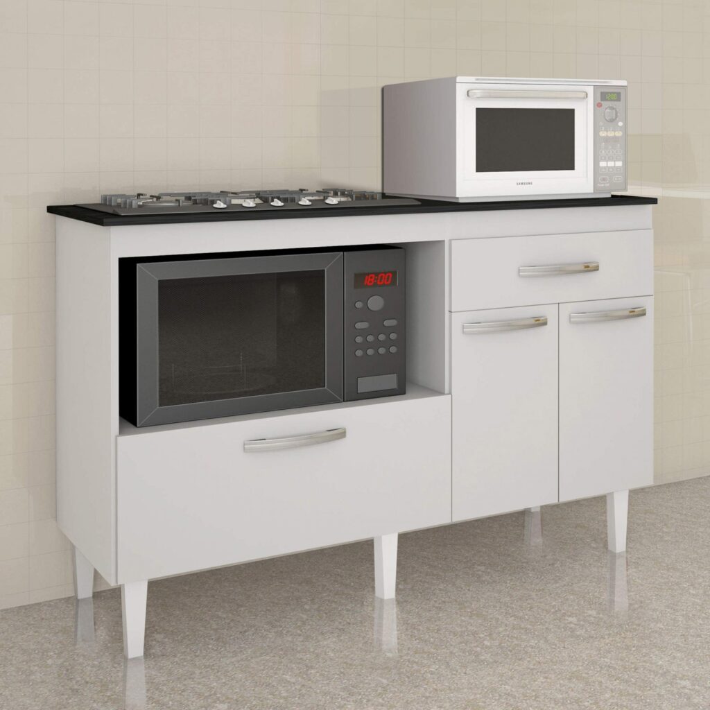 Balcao Palace para Cooktop 4 Bocas Branco Kaiki