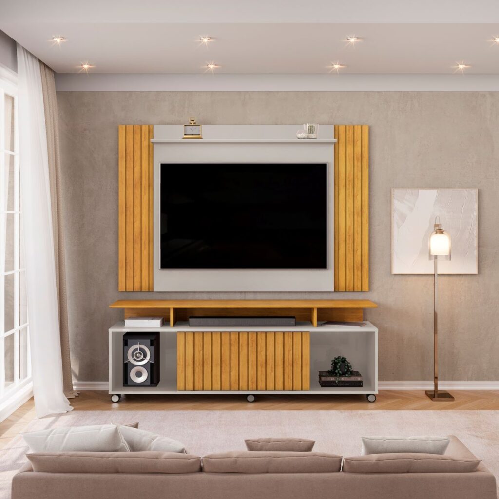 Combo Painel Extensivel Trend Bali.Cedro com Rack Tomy Bali.Cedro DJ Moveis