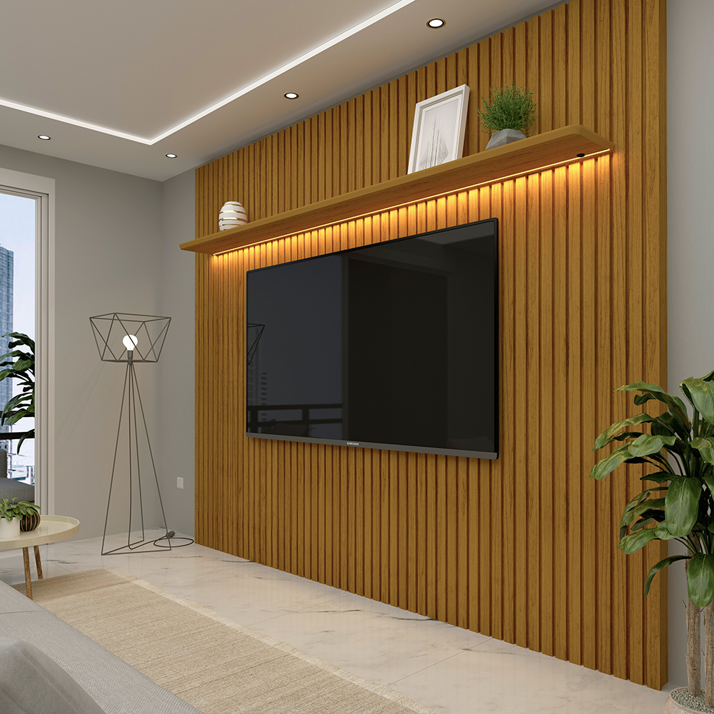 Painel Nobre Ripado 230 1P com LED Naturale Gelius