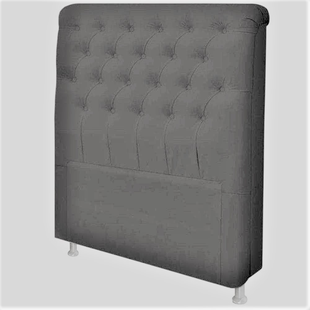 Cabeceira Solteiro Paris 90 Veludo Chumbo 1704 SR Cabec