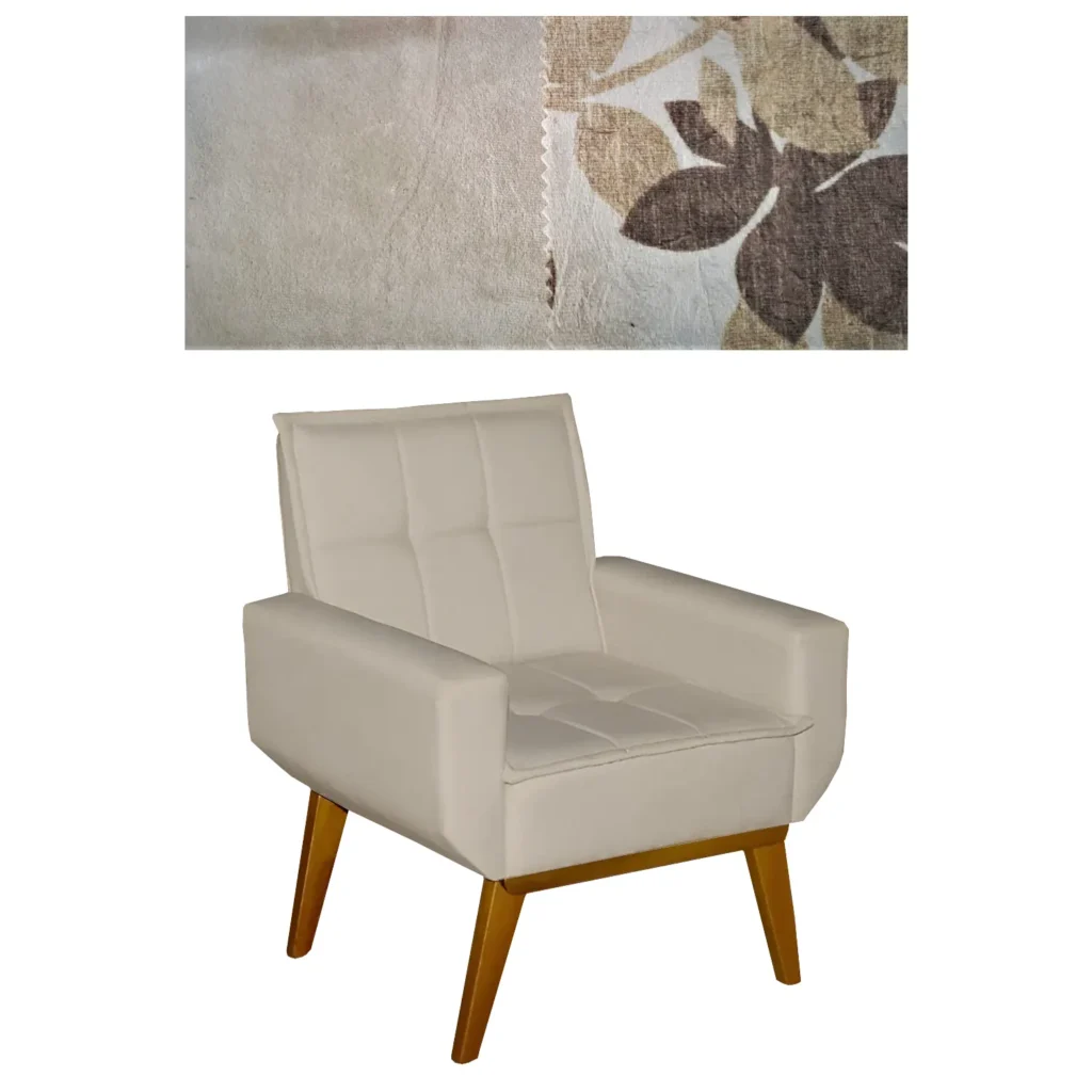 Poltrona Ester Bege Suede Animale Gira Estofados