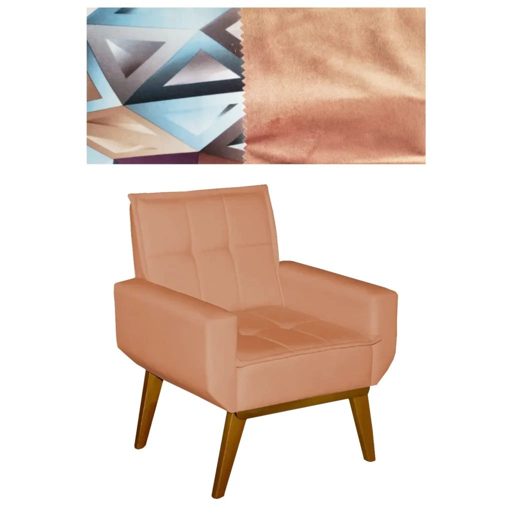 Poltrona Ester Goiaba Suede Animale Gira Estofados