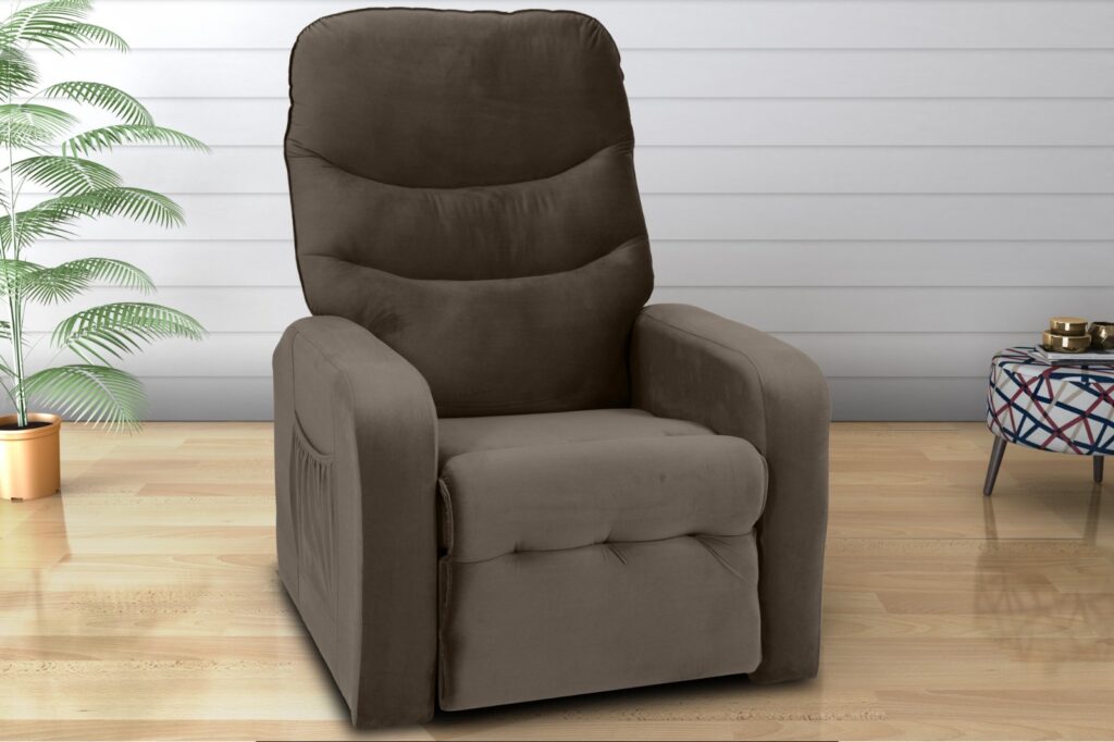 Poltrona Reclinavel Punto Veludo Marrom Cod 000426 Matrix