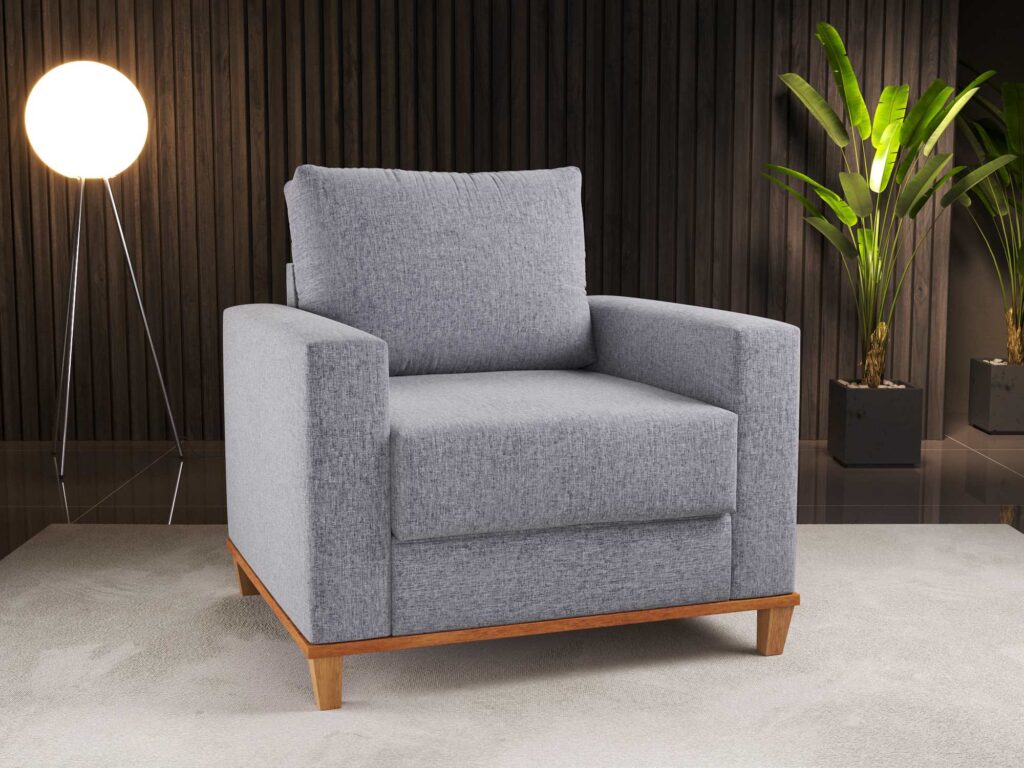 Poltrona Living Runa Linho Inox Viero