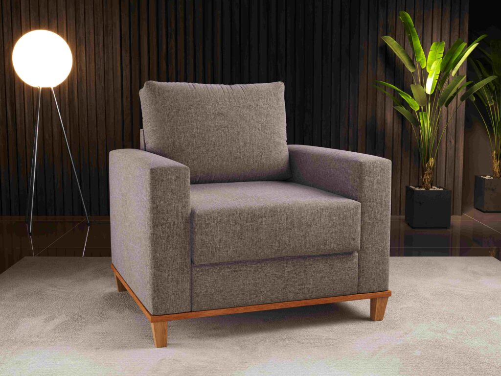 Poltrona Living Runa Linho Kaki Viero