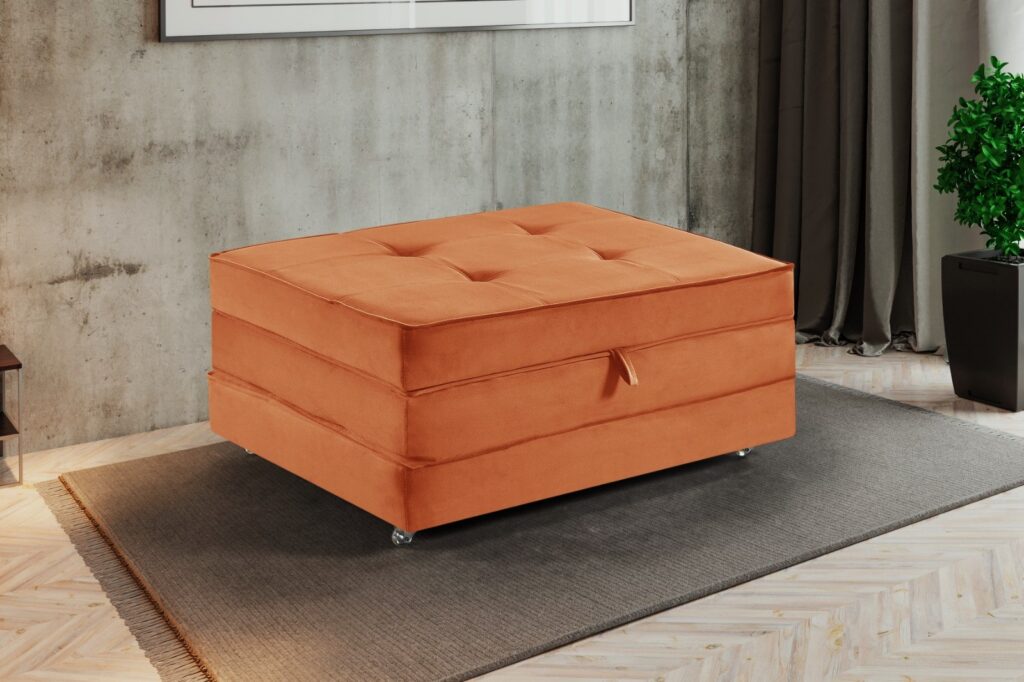 Puff Cama 190 3×62 Veludo Inca Ferrugem Idealle