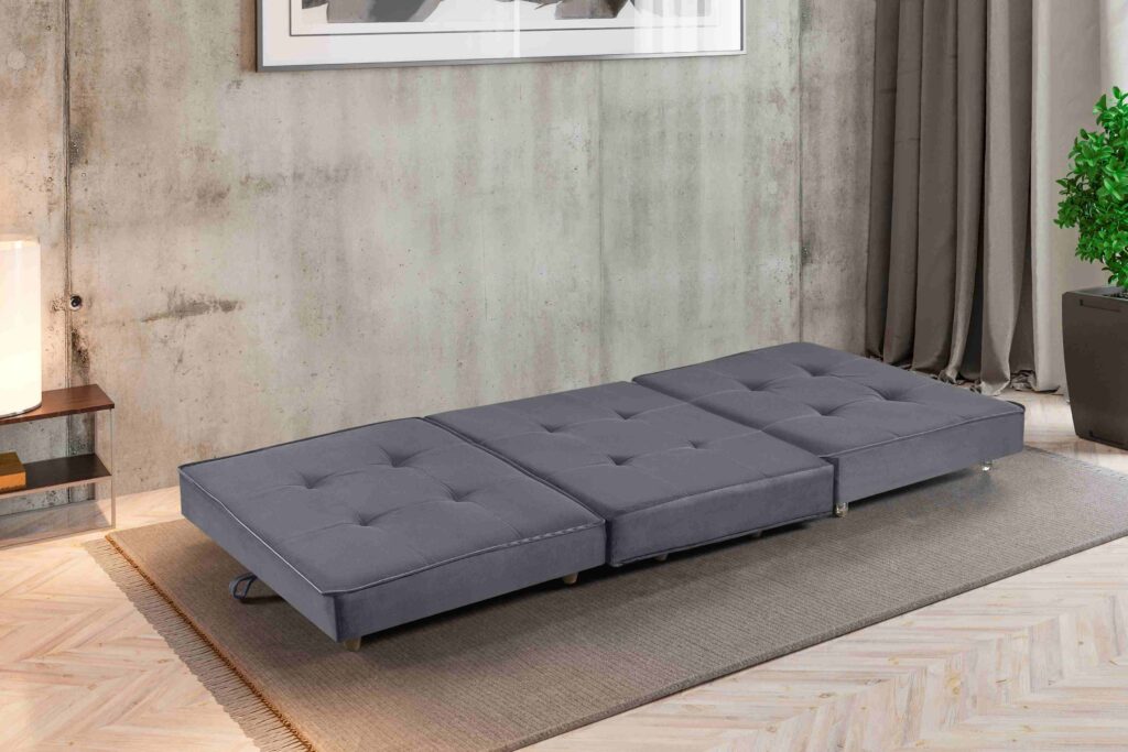 Puff Cama 190 3×62 Veludo Inca Grafite Idealle