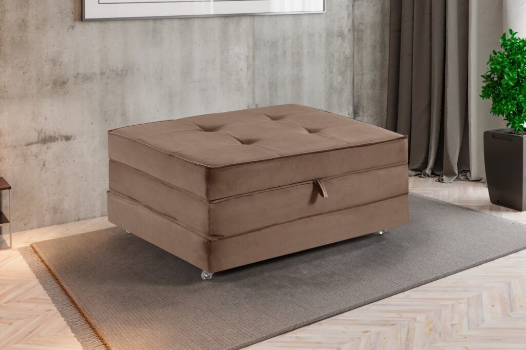 Puff Cama 190 3×62 Veludo Inca Marrom Idealle