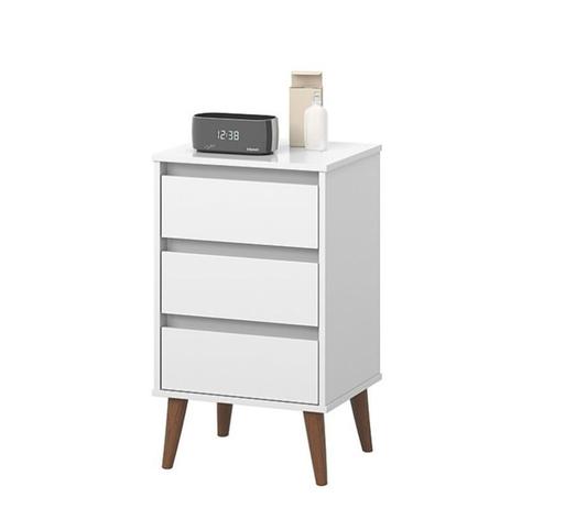 Mesa de Cabeceira Retro Wood Branco EJ Moveis