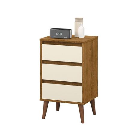 Mesa de Cabeceira Retro Wood Freijo.Off White EJ Moveis