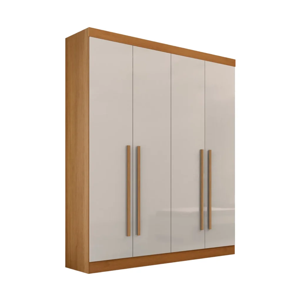 Roupeiro Da Vinci Plus 4 Portas Cinamomo com Off White D’Doro Móveis