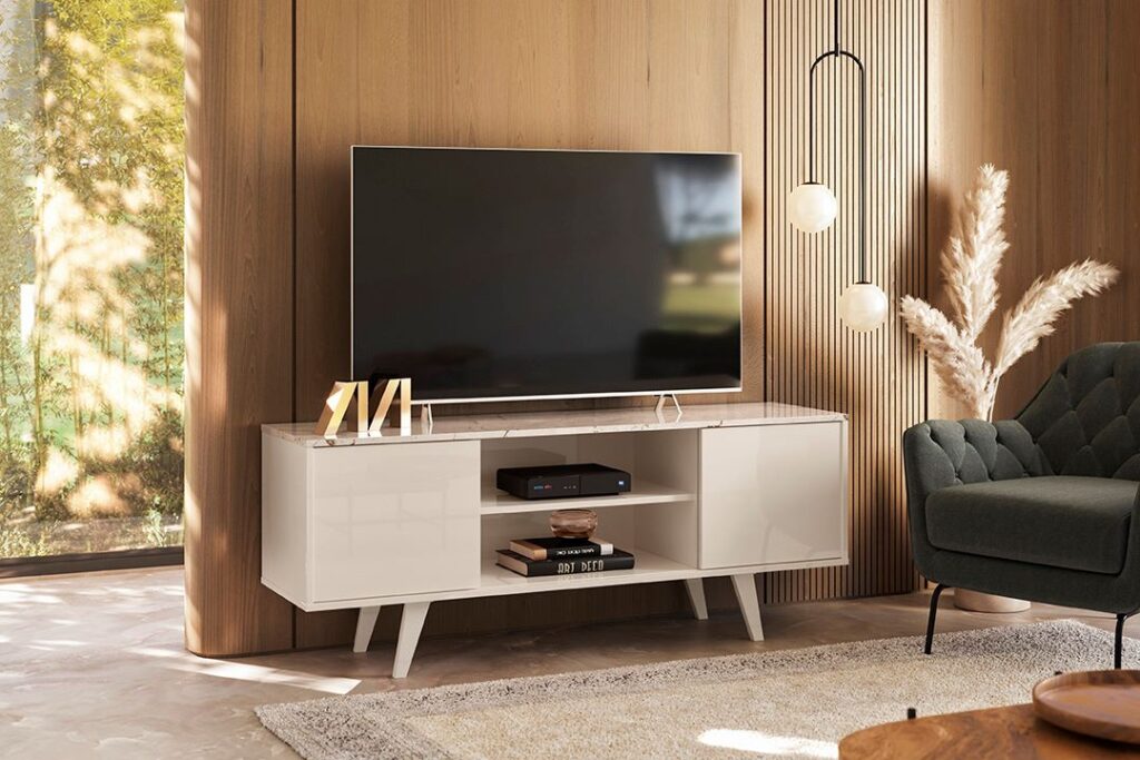 Rack Lisboa 136 2P Calacata.Off White Madetec