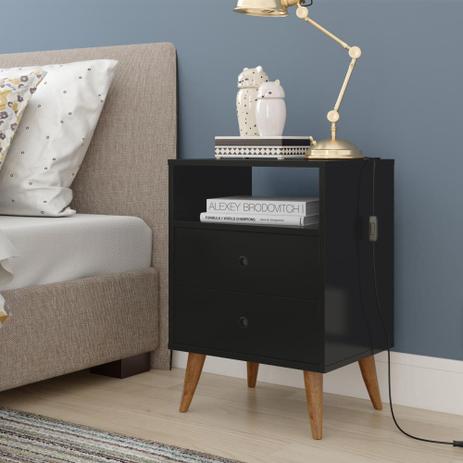 Mesa de Cabeceira Retro Domus Preto EJ Moveis