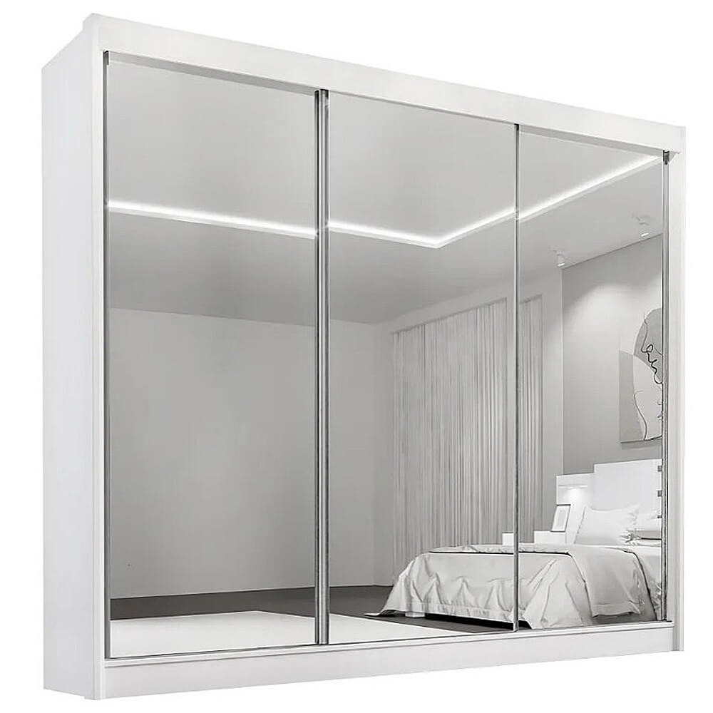 Roupeiro Dubai 3P com Espelhos Branco D Doro