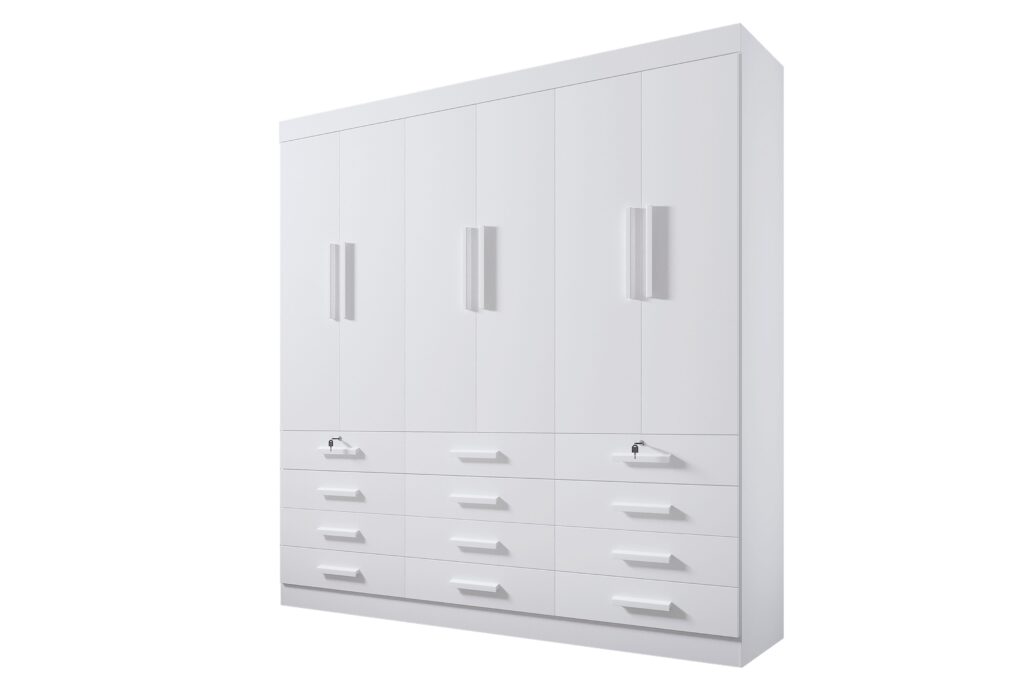 Roupeiro Monaco Plus 6P12G sem Espelhos Branco D Doro