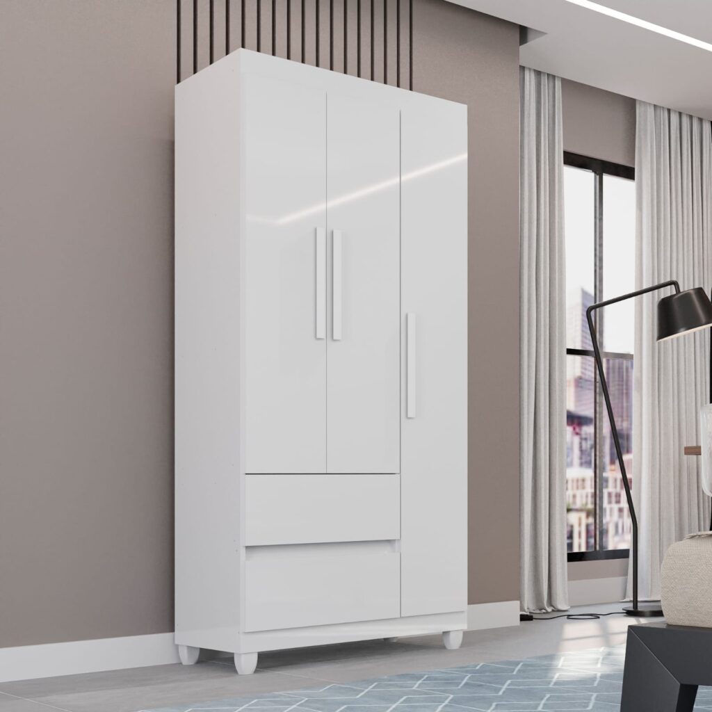 Roupeiro Dubai Imop 3P2G Branco Neve Imop