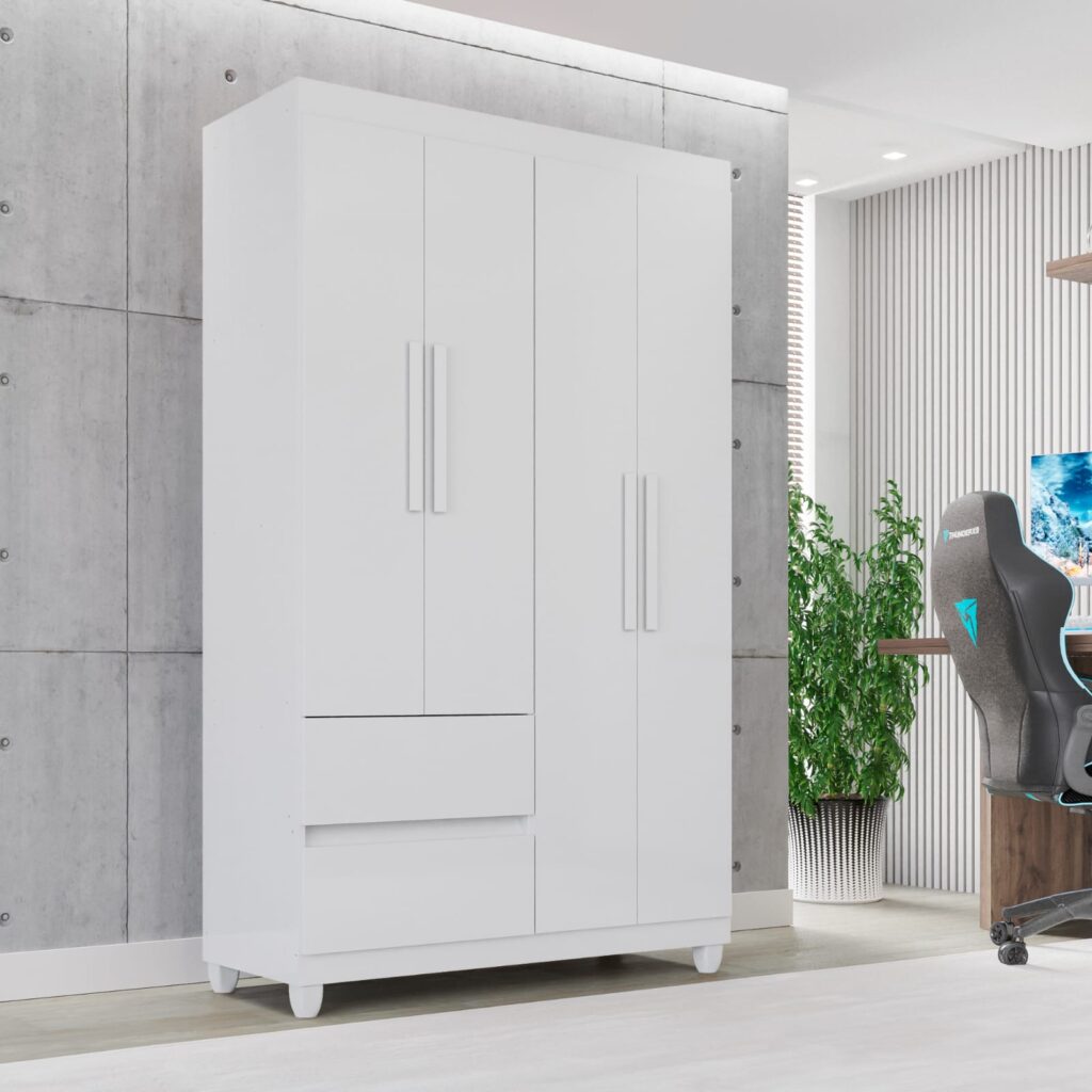 Roupeiro Dubai Imop 4P2G Branco Neve Imop