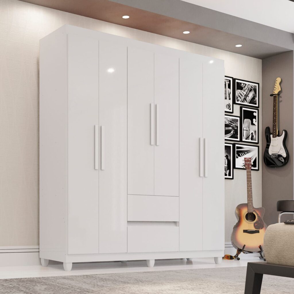 Roupeiro Dubai Imop 6P2G Branco Neve Imop