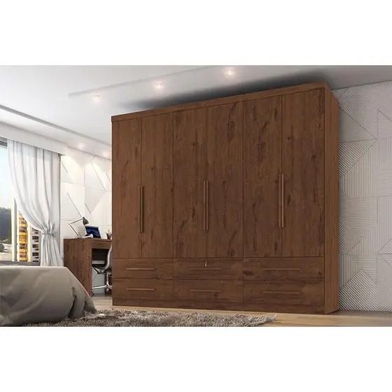 Roupeiro Maximus Plus 6P6G Jacaranda Zazini Moveis