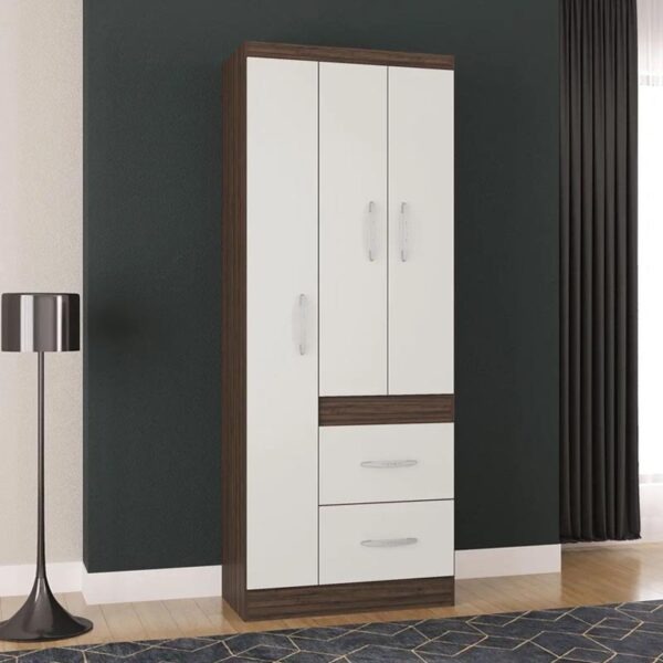 A835.Roupeiro New Marbela 3P2G Chocolate.Off White Poquema
