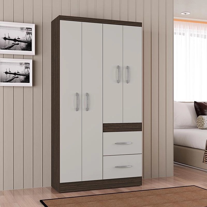 A837.Roupeiro New Marbela 4P2G Chocolate.Off White Poquema