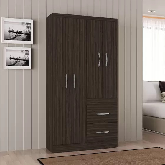 A837.Roupeiro New Marbela 4P2G Chocolate Poquema