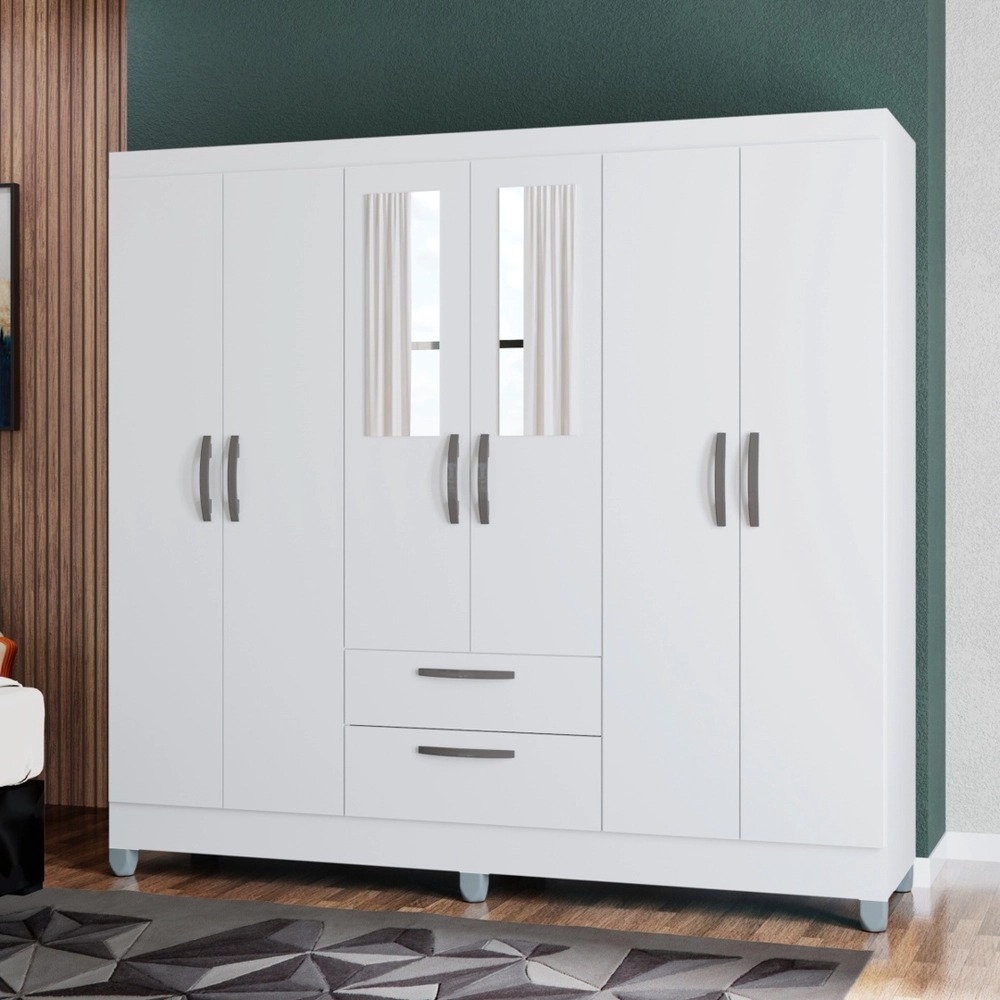 A955.Roupeiro Multi Cancun 6P2G c Esp Branco Poquema