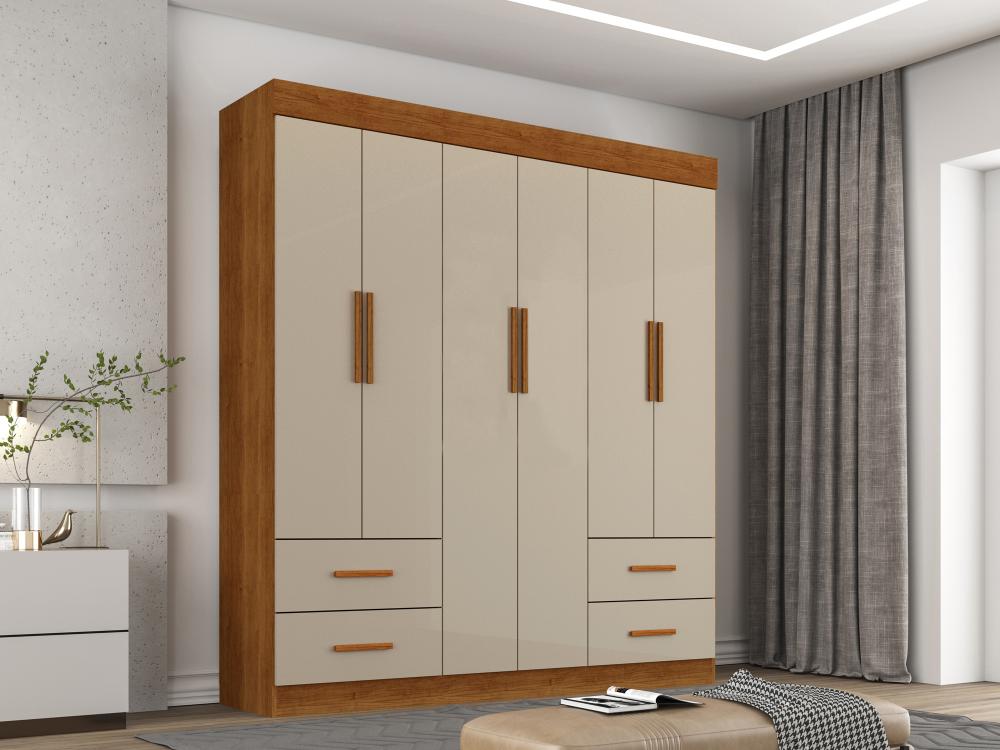 15506.Roupeiro Verona 6P4G sem Esp Cinamomo.OffWhite Salleto