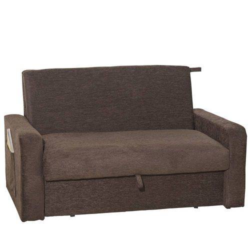 Sofa Cama com Bau Perola.Daiane Suede Marrom 17 Diviminas
