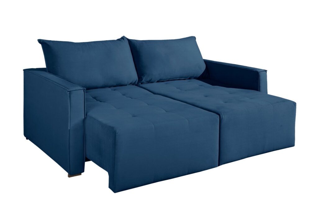 Sofa Cama Bruna Veludo Azul Inca 24 Idealle