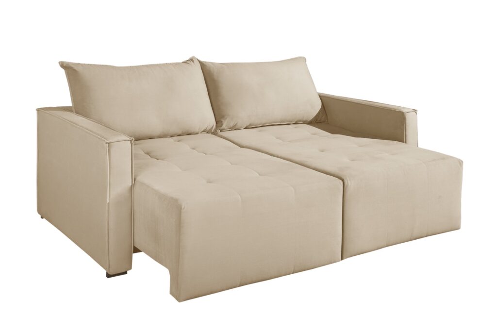 Sofa Cama Bruna Veludo Capuccino Inca 15 Idealle