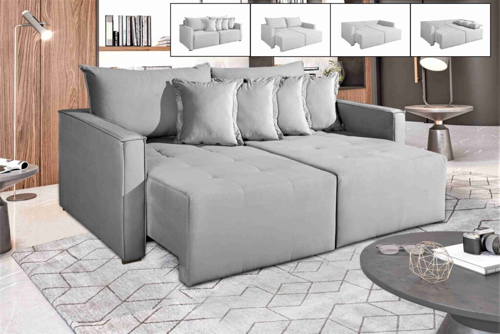 Sofa Cama Bruna Linho Grafite Idealle