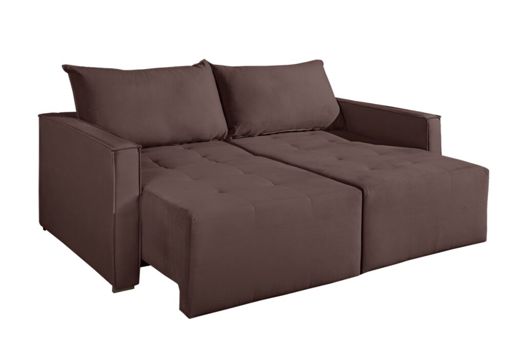 Sofa Cama Bruna Veludo Marrom Inca 17 Idealle