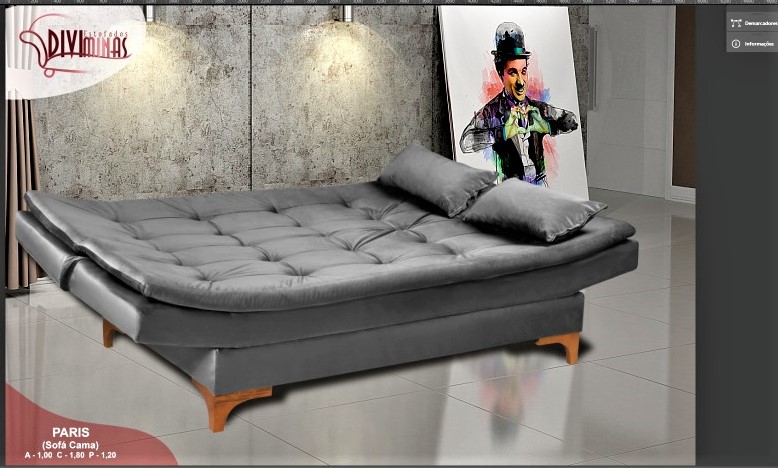 Sofa Cama Paris 2 Estagios Veludo Jolie Grafite 25 Diviminas