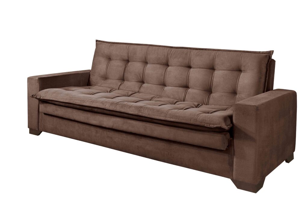 Sofa Cama Roma 3Lgs Veludo Inca 17 Marrom Idealle