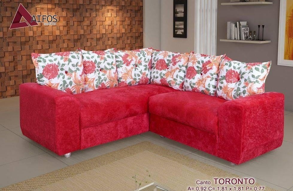 Conj Estofado Toronto Canto 2x3Lgs Vermelho.Floral Phoenix