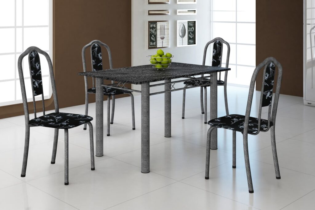Conj Mesa Luisa Tmp Pedra 120×75 4Cds Mart Prata Soma Mov