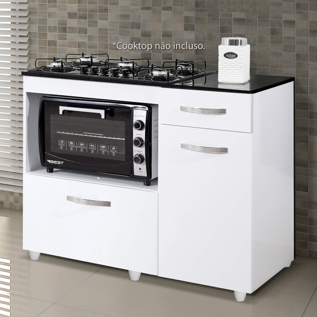 Balcao Violeta para CookTop 5 Bocas Branco Kaiki