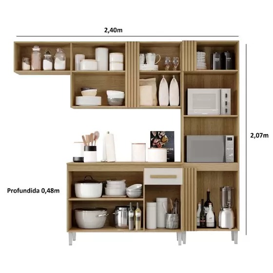 Cozinha Compacta Vitoria com Balcao 7P1G Visualizacao Interior Aramoveis