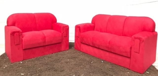 Conjunto Estofado Xa… 2x3Lgs Suede Vermelho Metalon Estof