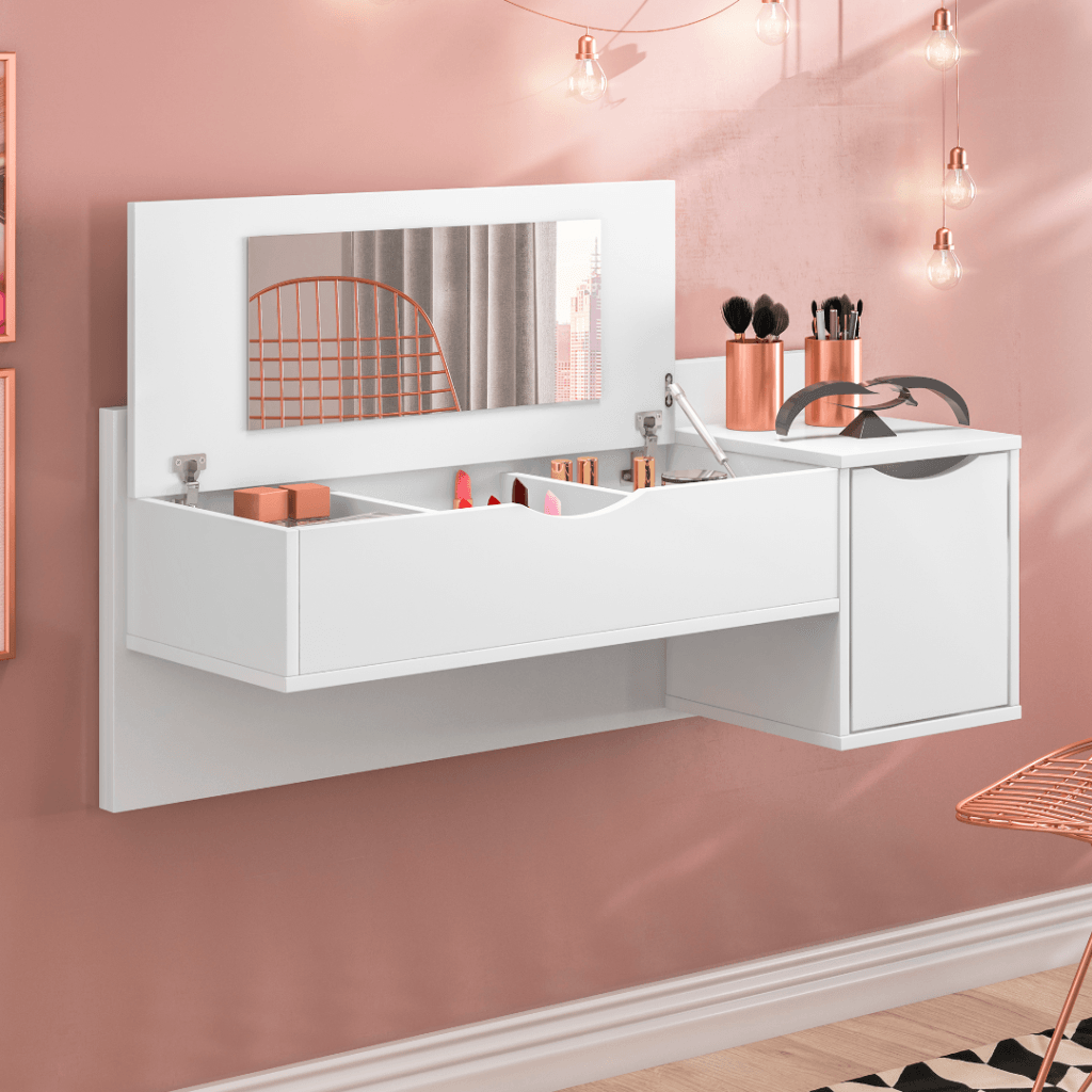 Camarim Suspenso Blush Tampa com Espelho e 1P Branco Albatroz Moveis