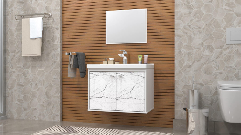 Conjunto Aster 2P Branco.Marmorizado Branco Cerocha