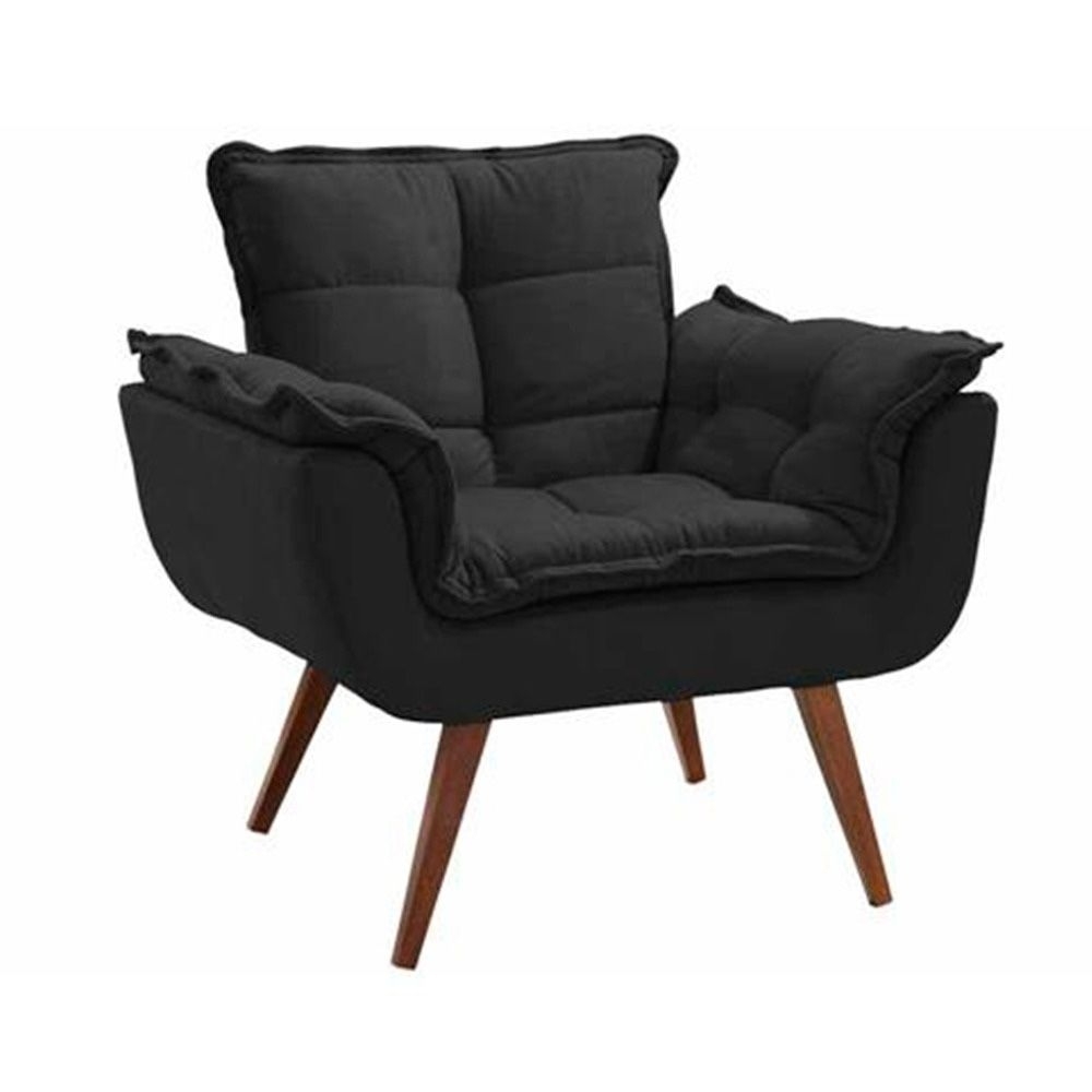 Poltrona Jamile Suede Preto 506 Inca 13 D Salla
