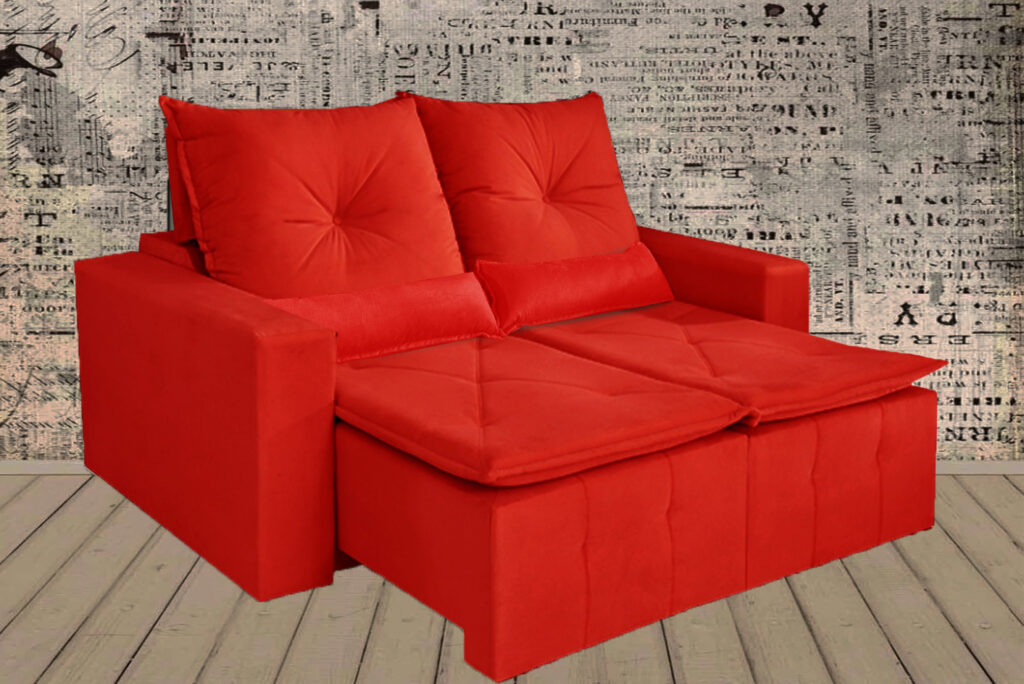 Sofa Retratil Recl Paris 2×80 Br20 Suede Vermelho 6002 Vicam