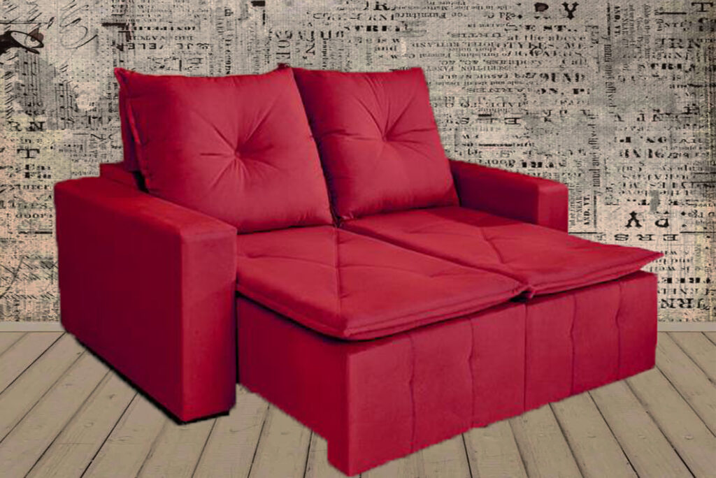 Sofa Retratil Recl Paris 2×80 Br20 Suede Vinho 6012 Vicam
