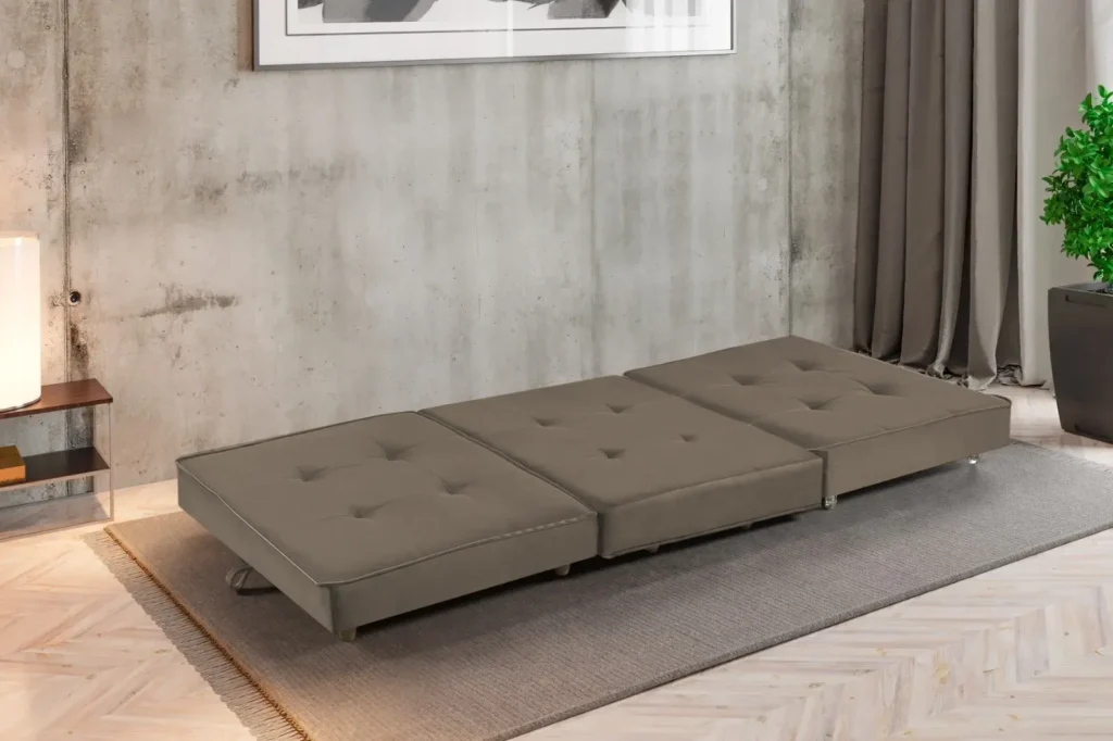 Puff Cama 190 3×62 Veludo Inca Bege Escuro Idealle