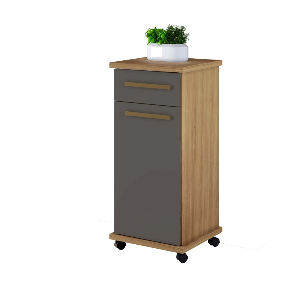 Balcao Palmas 1P1G Cinamomo.Grafite Arte Moveis